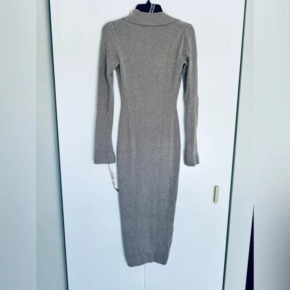 House of CB Yvette long sleeves button up sweater midi dress beige - Picture 8 of 17